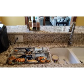 Caroline's Treasures DAC1824DDM Yorkie Fall Kitchen Pumpkins Dish Drying Mat Absorbent Dish Drying Mat Pad for Kitchen Counter Dish Drainer Mat for Countertop, 14 x 21", Multicolor