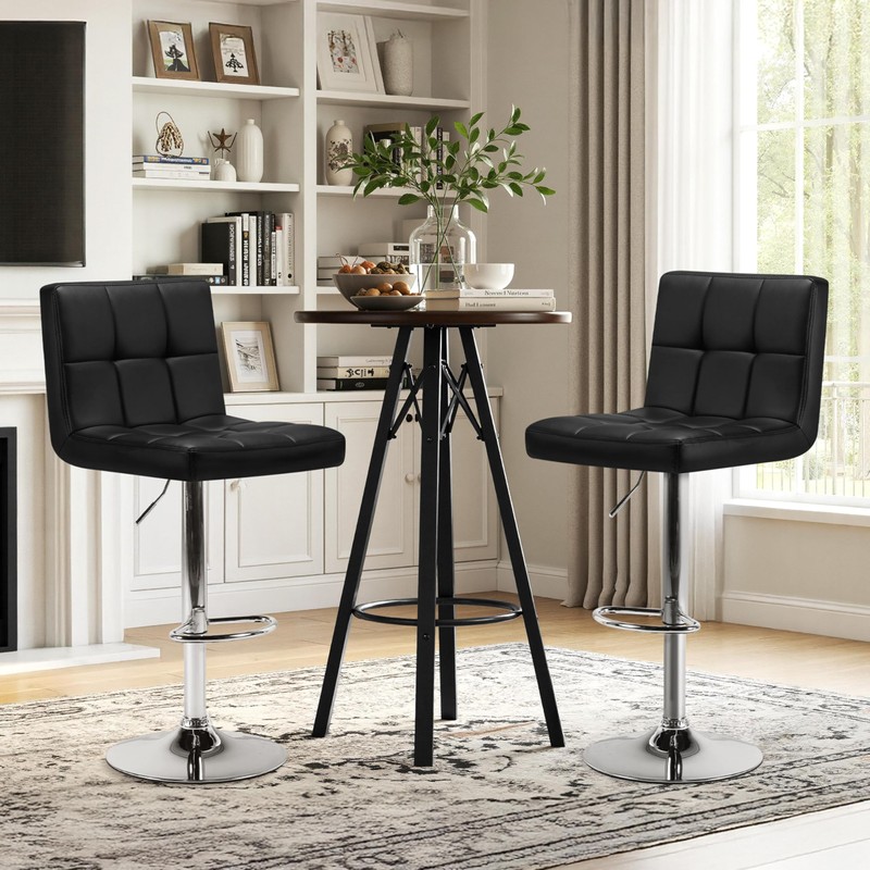 Yaheetech Bar Stools Set of 2, Adjustable PU Leather Swivel