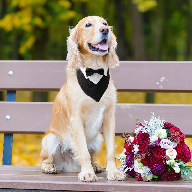 Dog Tuxedo Bandana, Dogs Wedding Party Suit Adjustable Dog Bowtie
