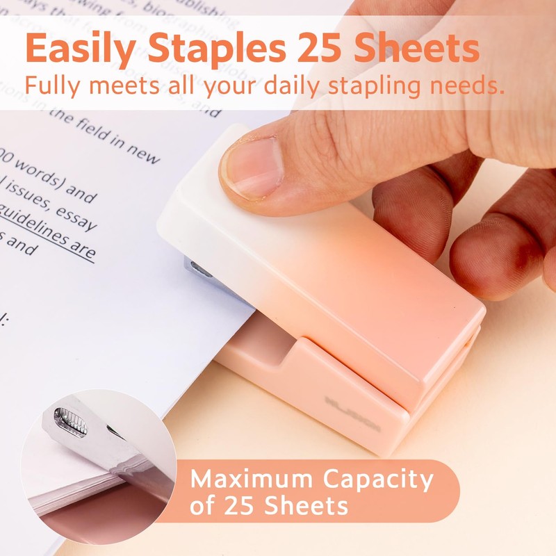 NUSIGN Mini Stapler with 830 Staples, Small Cute Desk Staplers,