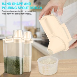 Uppetly Contenedores herméticos para almacenamiento de alimentos secos de arroz, dispensador de plástico sin BPA con boquilla vertedera, taza de medición para cereales, harina y suministros para hornear, incluye un batidor de acero inoxidable