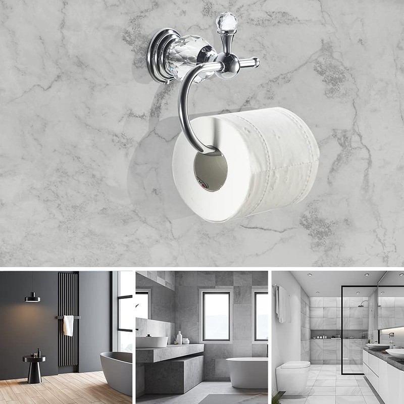 WOLIBEER Crystal Toilet Paper Holder, Polished Chrome Tissue Paper Holder