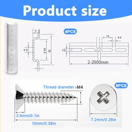 WUSJCOF 4 pieces aluminium rail, DIN rail, rustproof support rail, for distribution cabinet and control cabinet installation, metal rail mounting