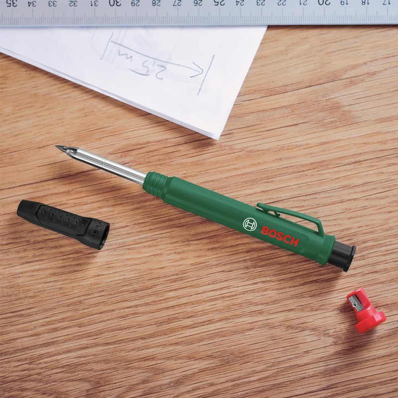 Bosch Graphitminen HB, 6 Stück (Ersatzminen für Tieflochmarker Bleistift; Härte