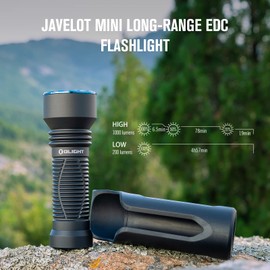 OLIGHT Javelot Mini 1000 Lumens Powerful EDC Flashlight Long Range Torch 600 Meters Throw Circular Light Source with Holster for Hunting, Adventure (Black)