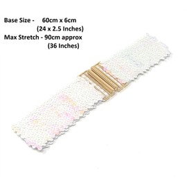 Cadoline Women Sequin Belt Elastic Stretch Gold Buckle Waist Band Corset, White