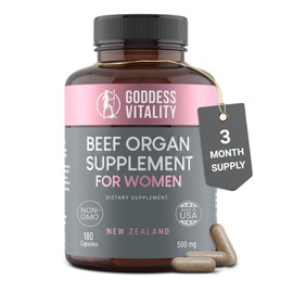 Beef Organ Supplement for Women, Primal & Ancestral Organ Meat Supplements with Uterus & Liver for Hormone Balance & Energy - 90 Day Supply
