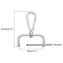 QUARKZMAN Pack of 4 Swivel Carabiner Hooks, 38 mm (1 Inch) D-Ring Removable Metal Snap Hook with Screwdriver for Making Purses and Keychains, Silver