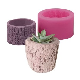 Tree Stump Flower Pot Silicone Mold for Epoxy Resin Concrete Succulent Planter Clay Cement Mould Candle Holder Mold