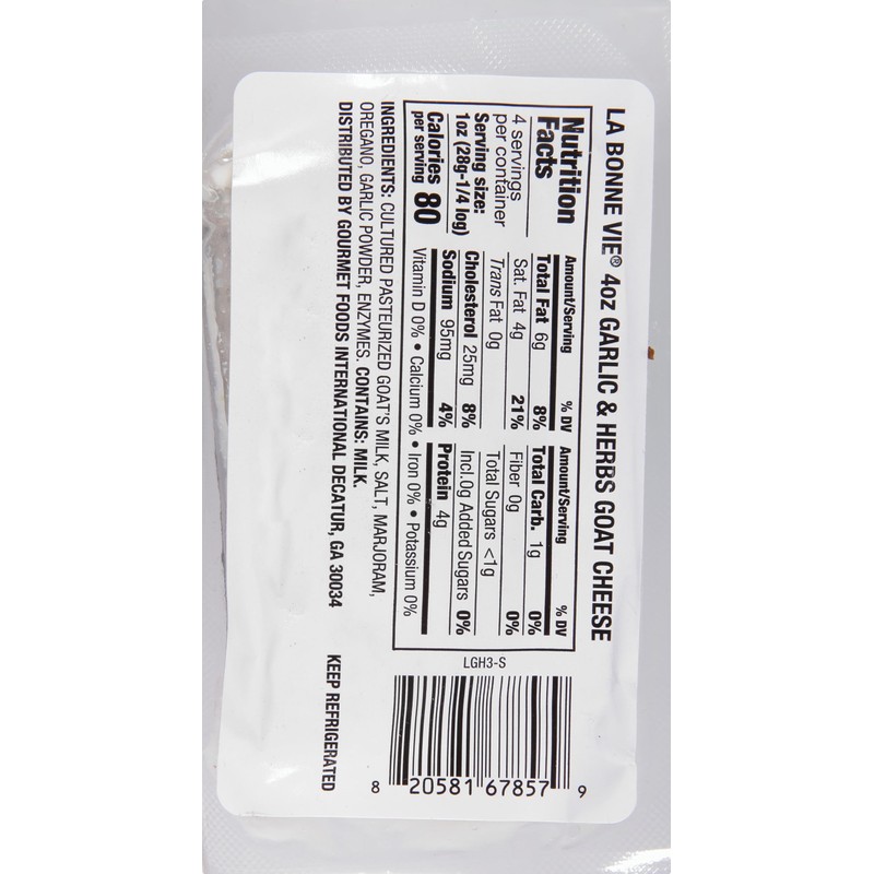 La Bonne Vie Garlic & Herbs Goat Cheese Log, 4