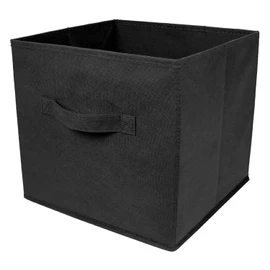 Set of 2 Large Foldable Square Storage Cubes, Fabric Organiser Canvas Cube Boxes Collapsible for Home, Bedroom, Nursery Office, Playroom Toys, 28 x 28 x 28 cm (Black)