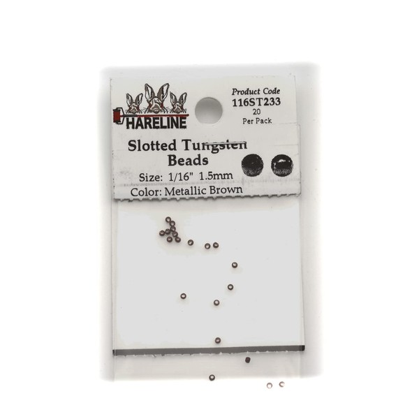 Hareline Slotted Tungsten Beads #233 1/16'' (1.59mm) Metallic Brown