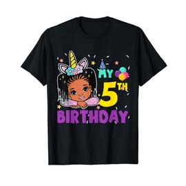 It's my 5th Birthday Cute African American Kids Afro Braids T-Shirt