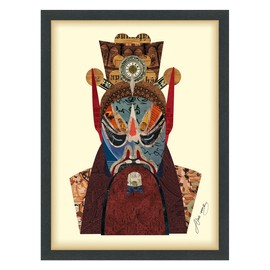 Empire Art Direct Beijing Opera Mask #2 Dimensional Collage Handmade by Alex Zeng Framed Graphic Landscape Wall Art Ready to Hang, 25" x 19" x 1.4"