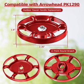 Dreyoo 2 Pack Outdoor Faucet Handles, Oval Spigot Handles Compatible with Arrowhead PK1290, 12 Point Faucet Knob for Outside Hose Bibb, Garden Valves and Frost Proof Wall Hydrants (Red)