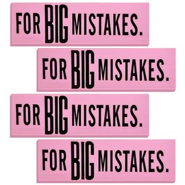 ArtCreativity Pink Mistake Erasers for Kids, Pack of 4, Really Big Erasers, 5.5 Inch Giant Pencil Rubber, Cool Back to School Stationery Supplies for Boys and Girls, Joke Gag Gifts for Adults
