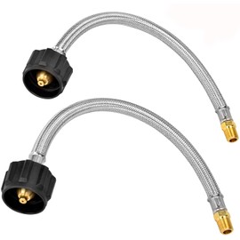 Stanbroil 12" RV Propane Pigtail Stainless Steel Braided Hose Type 1 Connection with 1/4" Male NPT for Standard Two-Stage Regulator, 2 PCS