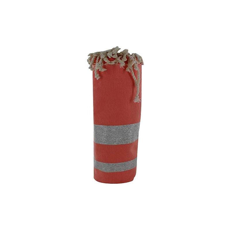LES POULETTES - Fouta Beach Towel Salmon Cotton and Lurex
