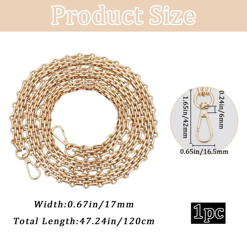 Beebeecraft Purse Chain Strap Golden Metal Bag Replacement Chain Wide