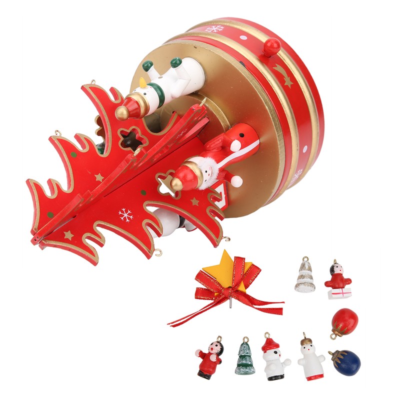 Christmas Music Box Wood Christmas Musical Box Xmas Decoration Gifts