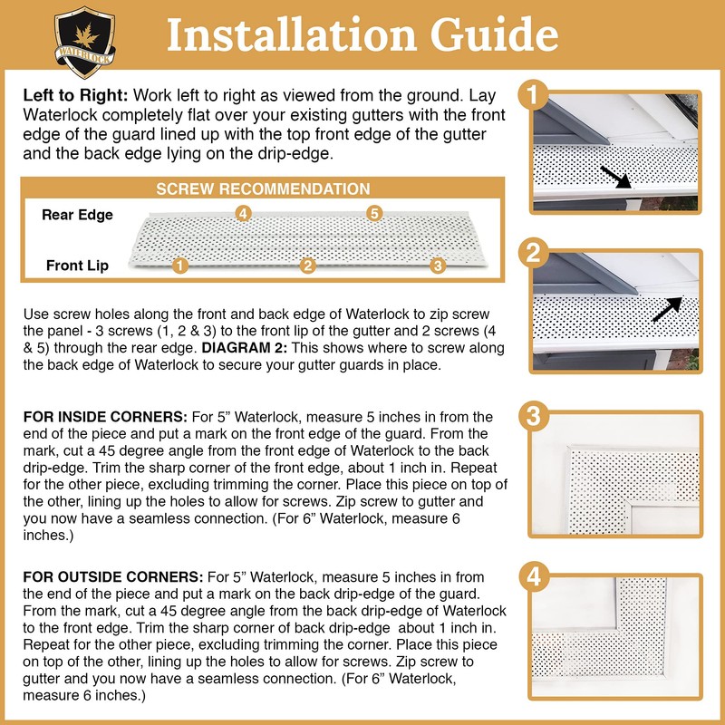 Waterlock 5" Gutter Guards Leaf Protection, Domestic Aluminum Gutter Covers