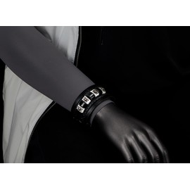 COOLSTEELANDBEYOND Mens Large Leather Cuff Bracelet with Skulls, Black Braided Straps Wide Leather Wristband, Punk Rock