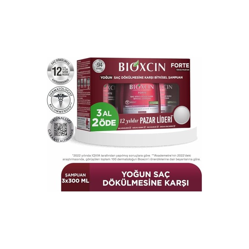 BIOXCIN Forte Shampoo 3 x 300 ml Economy Pack Against