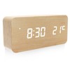 Digital Alarm Clock, Wooden Table Clock, LED Time Display, 3