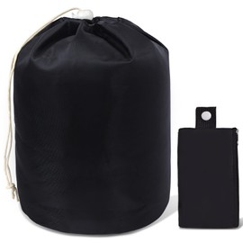 INVODA Drawstring Makeup Bag for Women Cosmetic Bag Large Travel Make up Bags Portable Barrel Toiletry Bag Toiletries Pouch Travel Cosmetic Organizer, Black, Makeup Bag