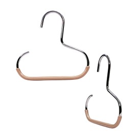 MAWA by Reston Lloyd Scarf, Shawl, Belt, and Accessory Organizer, Non-Toxic Metal Hanger with Grip Coating, Easy Access Open Hook, Model G-1, Space-Saving Design, Set of 2, Latte