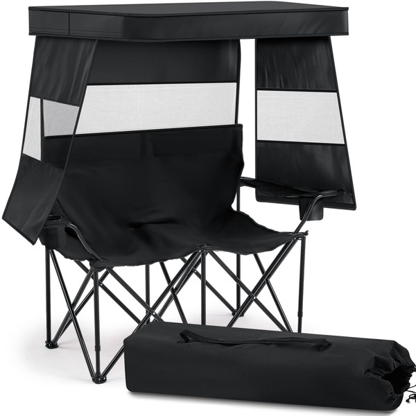 Juexica Double Beach Chair with Shade Canopy, 2 Person Camping