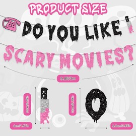 Do You Like Scary Movies Banner, pancarta rosa de Halloween para decoración de fiestas de gritos, películas, suministros de decoración de fiestas nocturnas