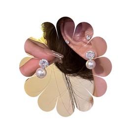 Dangly Diamond Studs Drop Earrings White Pearl Dangle Stud Earrings Resin Pearl Earrings Bridal Pearl Earrings Pearl Wedding Earrings Jewelry for Women and Girls