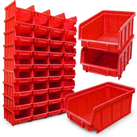 HMH 80 x Stacking Boxes Red Size 2 for Workshop Garage Storage Boxes (L x W x H) 175 x 103 x 76 mm Storage Boxes Red Storage Boxes for Small Parts Storage Stacking Box Polypropylene