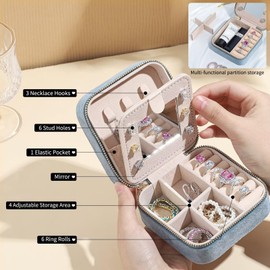 TINGN Small Jewellery Box with Initial Letter D and Flower Initial Jewellery Box Travel Organiser Box Gifts for Women Girls Gifts for Christmas Birthday Wedding Bridesmaid