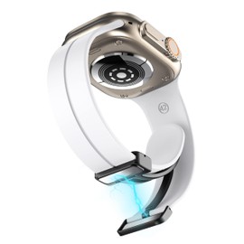 Lamshaw Compatible wit Wahoo ELEMNT Rival Band, Soft Silicone Magnetic Buckle Sport Wristband Replacement Straps Compatible for Wahoo ELEMNT Rival Smartwatch (1, White)