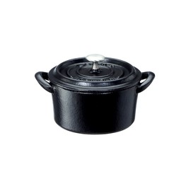 Ishigaki Cast Iron Two-Handled Pot, 3.5 inches (9 cm), Width 5.2 inches (13.3 cm) x Depth 4.1 inches (10.5 cm) x Height 3 inches (7.5 cm), Black, Bonne Bonheur Cocotte, Gas Stove and Oven Compatible