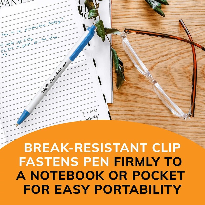 BIC Clic Stic Retractable Ballpoint Pen, Medium Point 1.0mm -