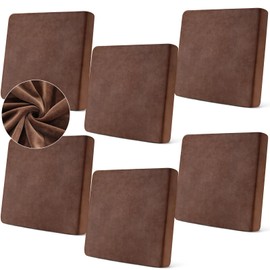 Buryeah 6 Pack Velvet Stretch Couch Cushion Cover, Soft Cushion Covers Replacement Couch Slipcover Individual Sofa Seat Cover Flexibility Chair Cushion Cover Washable Furniture Protector (Brown)
