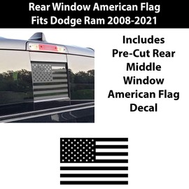 BOGAR TECH DESIGNS Rear Back Middle Window American Flag Vinyl Decal Compatible with and Fits Dodge Ram 2009-2023, Thin Blue Line