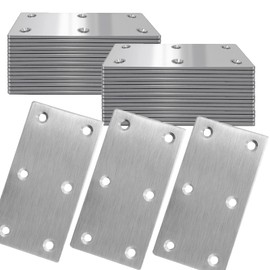 40Pcs Stainless Steel Flat Bracket Mending Plate, 4"x2" Bracket Joining Plate, Heavy Duty Metal Repair Fixing Joining, Flat Brace Right Angle for Wood Furniture Cabinet Shelves