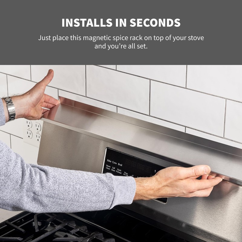 StoveShelf 30" Length Stainless Steel Finish Magnetic Shelf for Kitchen