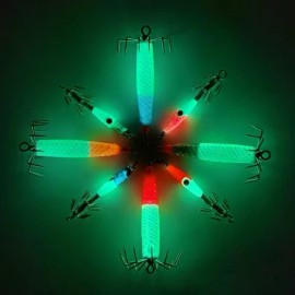 Bashi 8PCs Squid Jig - 2/3oz and 1/5oz with 4 color, super glow in dark (WA, MA, FL)