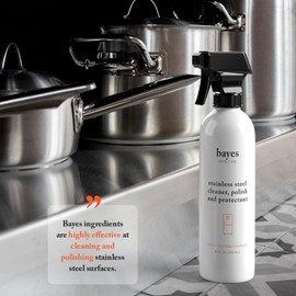 Bayes High-Performance Stainless Steel Cleaner Spray, Polish, and Protectant - Indoor & Outdoor Stainless Cleaner - Stainless Steel Sink Cleaner 16oz