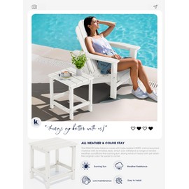 KINGYES Adirondack Outdoor Side Table, White