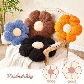 Kcvvcr Flower Throw Pillow, Soft Black 14.9" Flower Pillow for Home Decor, Cute Shaped Floor Pillow Aesthetic Plush Decorative Pillow for Bed Sofa Couch