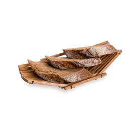 6.5 Inch Wooden Bread Basket, 1 Chip-Resistant Bamboo Basket For Food - Shatterproof, Boat-Shaped, Natural Bamboo Serving Basket, Sustainable, For Parties Or Buffets - Restaurantware