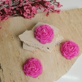 3 Pink Peony Flower Shaped Scented Candles - Rose Party Favors, Decorative Coquette Candle, Wedding Favor Candles, 3.14 Inch
