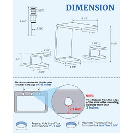 Brushed Nickel Waterfall Bathroom Faucet - Bathroom Faucets for Sink 3 Hole, 8 Inch Widespread Bathroom Sink Faucet 2 Handles, PerPaiMe Stainless Steel Bathroom Faucet with Pop-up Drain & Supply Lines