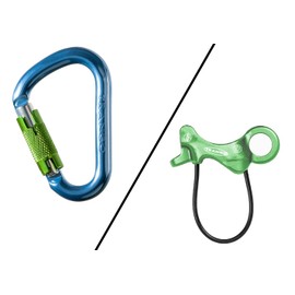 TRANGO Aries Belay Device - Guide Mode Belay Device for Rock Climbing, Compatible with 7.5-11mm Ropes, Hot Forged Aluminum, Green + Regulock Carabiner